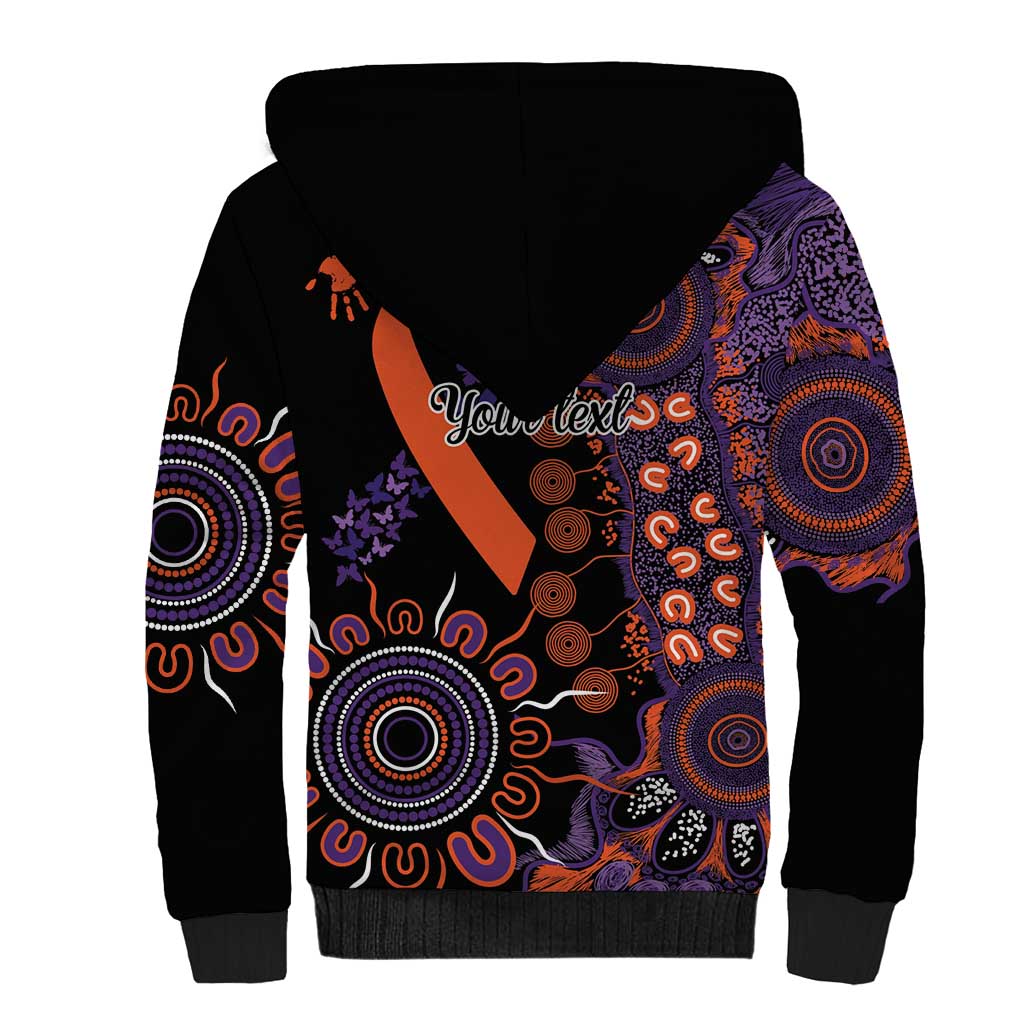 Psoriasis Awareness Personalised Sherpa Hoodie Aboriginal Ribbon Dot Painting