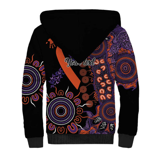 Psoriasis Awareness Personalised Sherpa Hoodie Aboriginal Ribbon Dot Painting