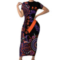 Psoriasis Awareness Personalised Short Sleeve Bodycon Dress Aboriginal Ribbon Dot Painting