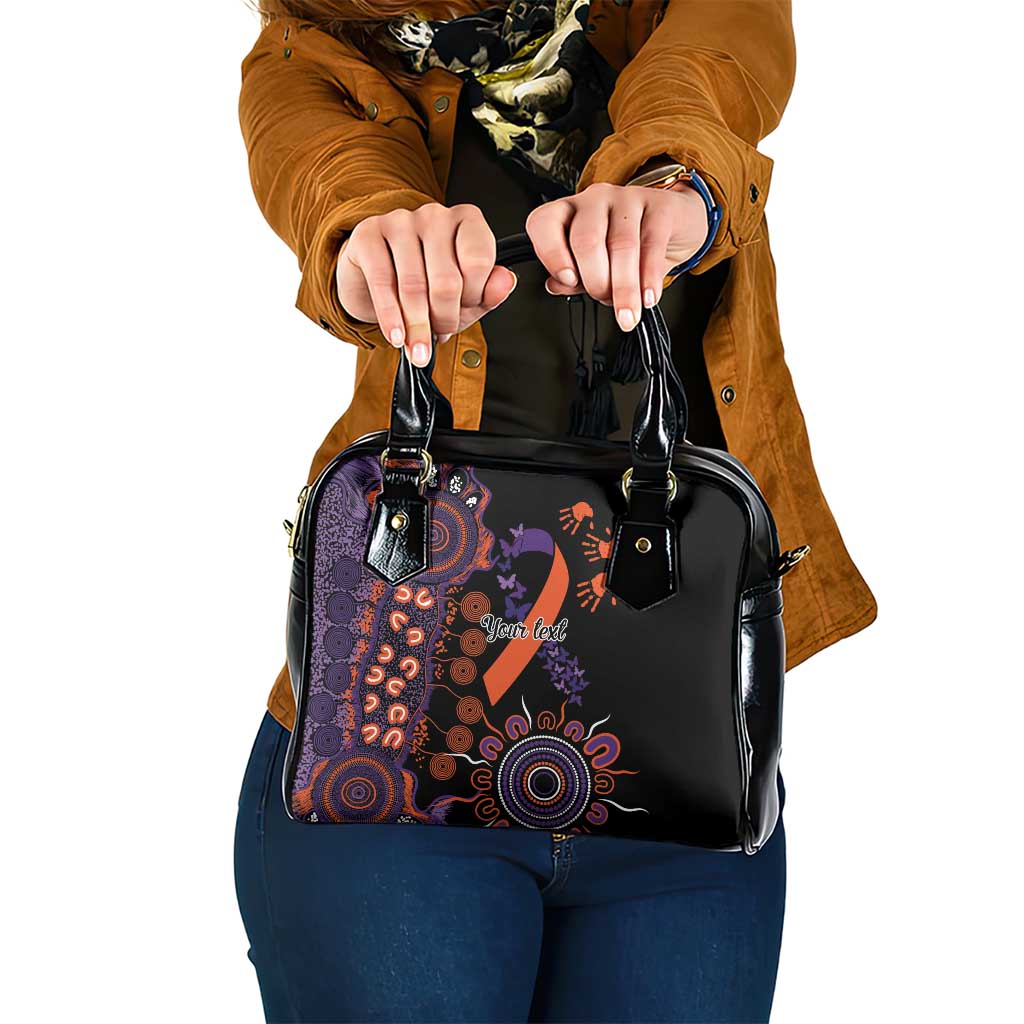 Psoriasis Awareness Personalised Shoulder Handbag Aboriginal Ribbon Dot Painting