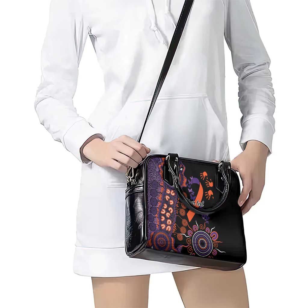 Psoriasis Awareness Personalised Shoulder Handbag Aboriginal Ribbon Dot Painting