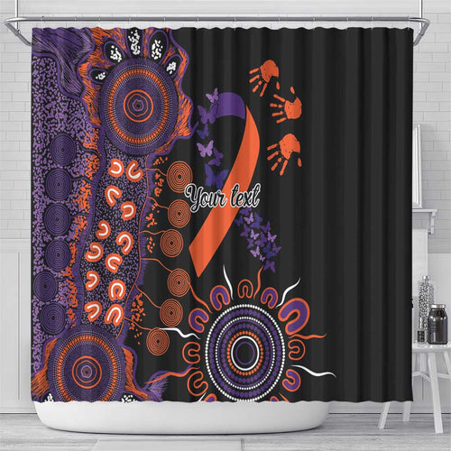 Psoriasis Awareness Personalised Shower Curtain Aboriginal Ribbon Dot Painting