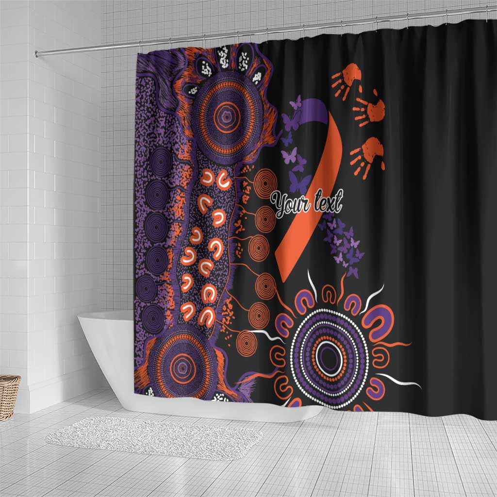 Psoriasis Awareness Personalised Shower Curtain Aboriginal Ribbon Dot Painting