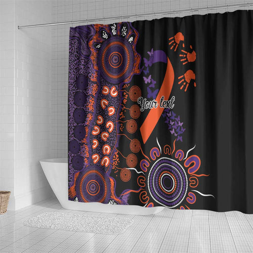 Psoriasis Awareness Personalised Shower Curtain Aboriginal Ribbon Dot Painting