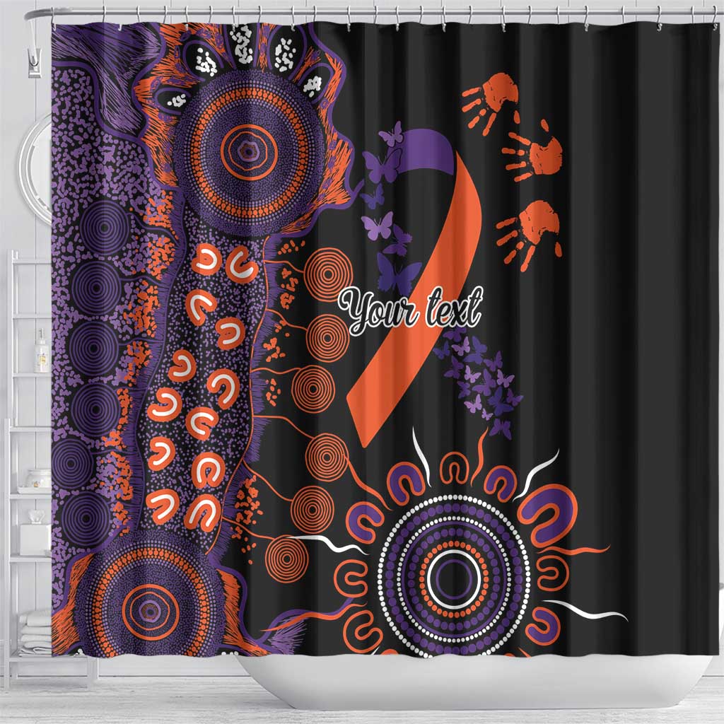 Psoriasis Awareness Personalised Shower Curtain Aboriginal Ribbon Dot Painting