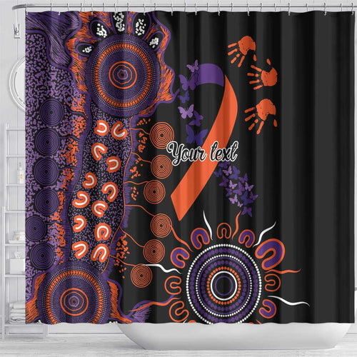 Psoriasis Awareness Personalised Shower Curtain Aboriginal Ribbon Dot Painting