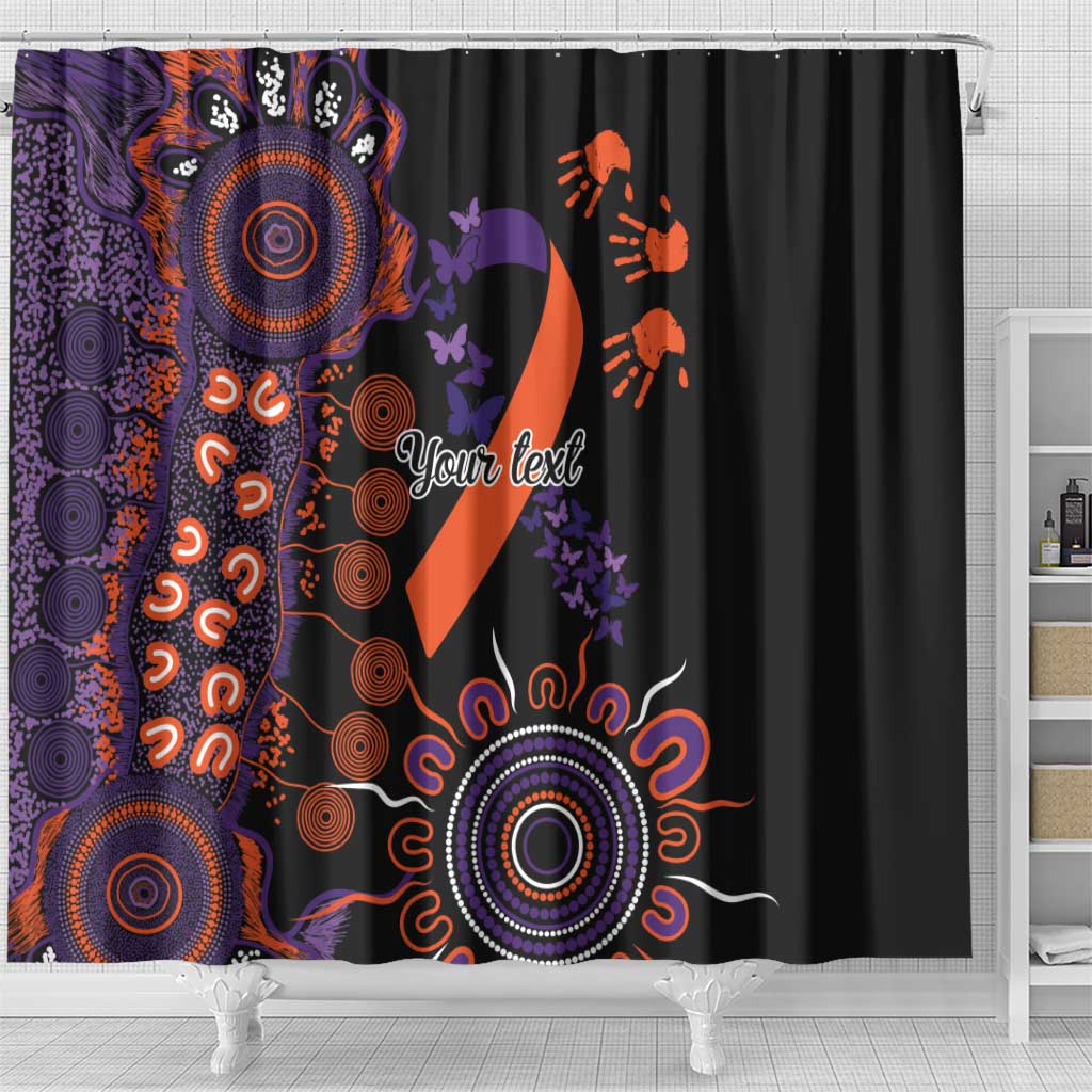 Psoriasis Awareness Personalised Shower Curtain Aboriginal Ribbon Dot Painting