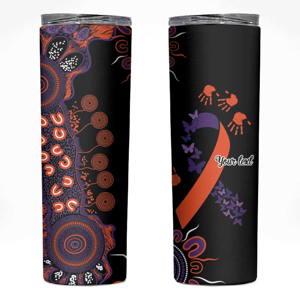Psoriasis Awareness Personalised Skinny Tumbler Aboriginal Ribbon Dot Painting