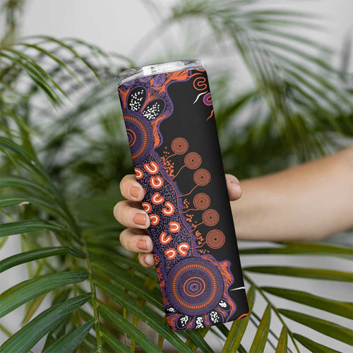 Psoriasis Awareness Personalised Skinny Tumbler Aboriginal Ribbon Dot Painting