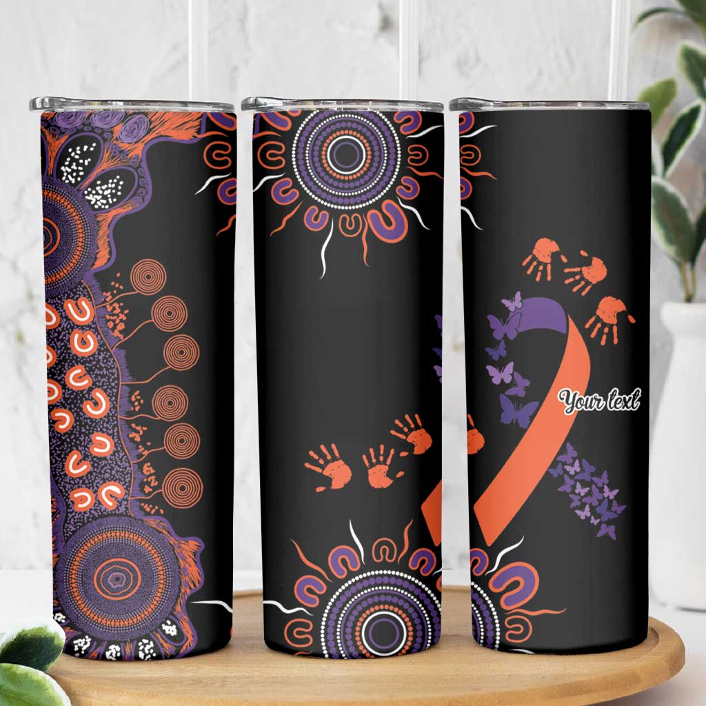 Psoriasis Awareness Personalised Skinny Tumbler Aboriginal Ribbon Dot Painting
