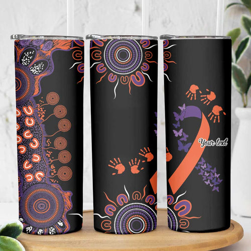 Psoriasis Awareness Personalised Skinny Tumbler Aboriginal Ribbon Dot Painting