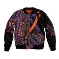 Psoriasis Awareness Personalised Sleeve Zip Bomber Jacket Aboriginal Ribbon Dot Painting