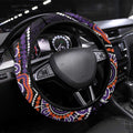 Psoriasis Awareness Steering Wheel Cover Aboriginal Ribbon Dot Painting
