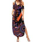 Psoriasis Awareness Personalised Summer Maxi Dress Aboriginal Ribbon Dot Painting