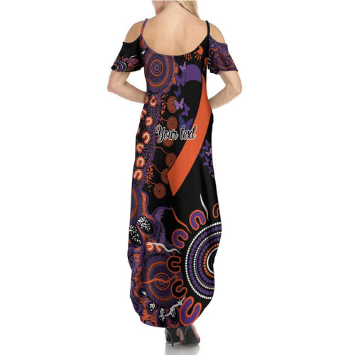 Psoriasis Awareness Personalised Summer Maxi Dress Aboriginal Ribbon Dot Painting