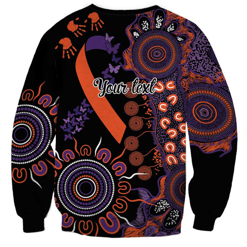 Psoriasis Awareness Personalised Sweatshirt Aboriginal Ribbon Dot Painting