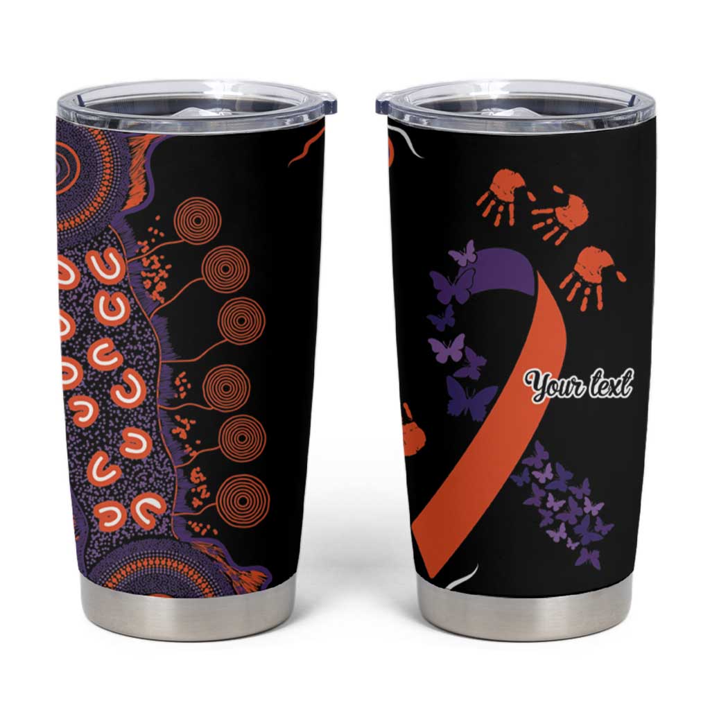 Psoriasis Awareness Personalised Tumbler Cup Aboriginal Ribbon Dot Painting