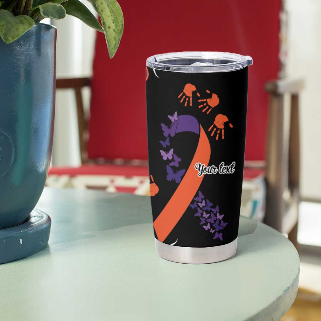 Psoriasis Awareness Personalised Tumbler Cup Aboriginal Ribbon Dot Painting