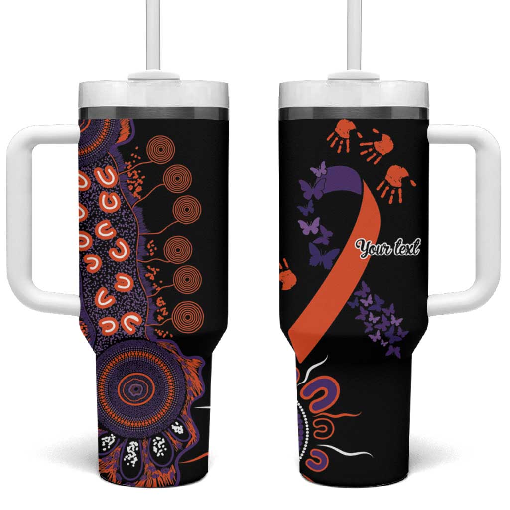 Psoriasis Awareness Personalised Tumbler With Handle Aboriginal Ribbon Dot Painting