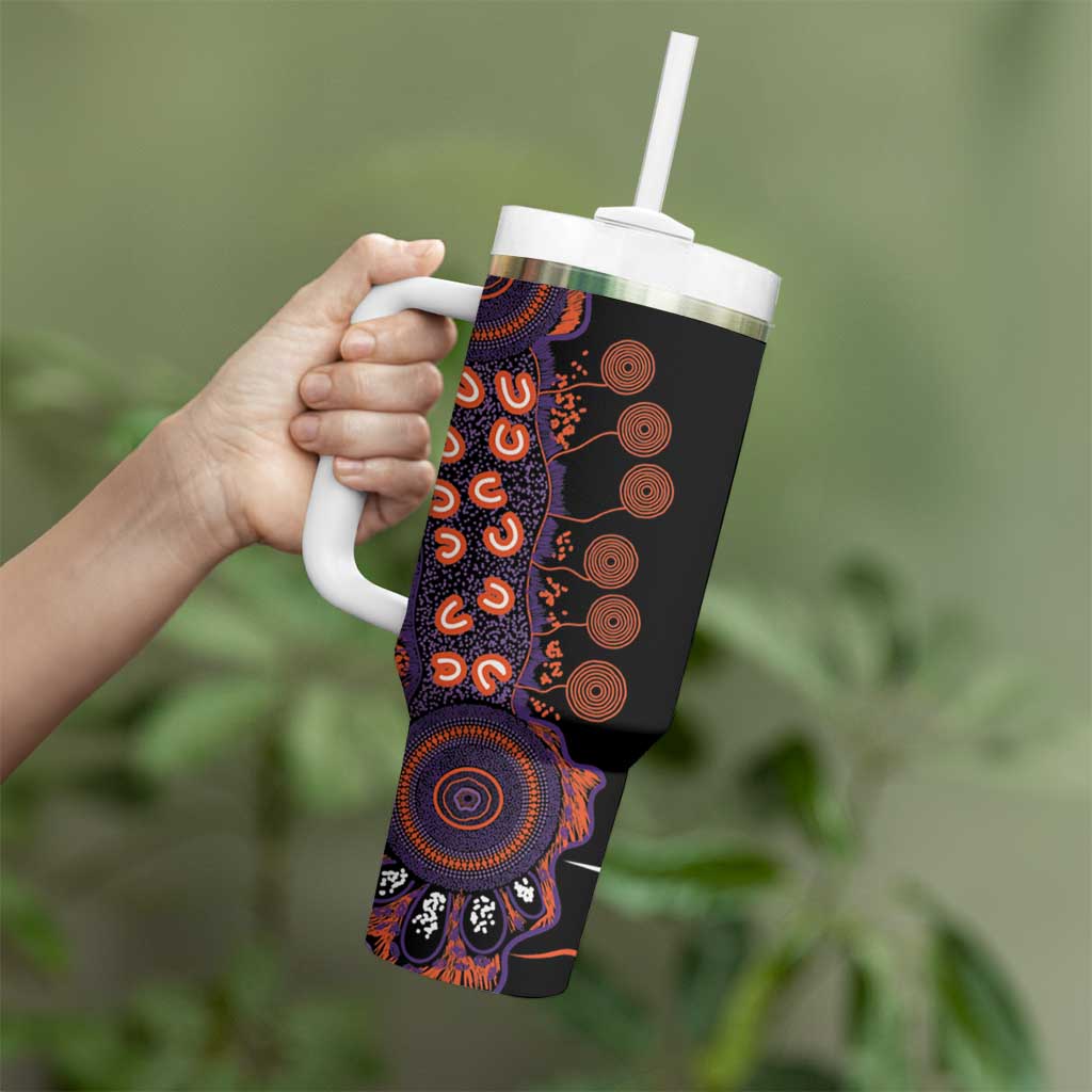 Psoriasis Awareness Personalised Tumbler With Handle Aboriginal Ribbon Dot Painting