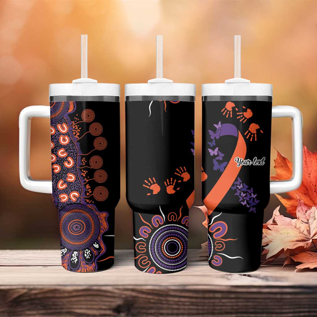 Psoriasis Awareness Personalised Tumbler With Handle Aboriginal Ribbon Dot Painting