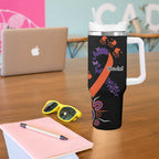 Psoriasis Awareness Personalised Tumbler With Handle Aboriginal Ribbon Dot Painting