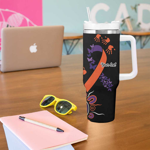 Psoriasis Awareness Personalised Tumbler With Handle Aboriginal Ribbon Dot Painting