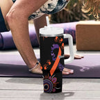 Psoriasis Awareness Personalised Tumbler With Handle Aboriginal Ribbon Dot Painting