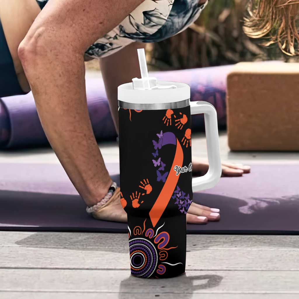 Psoriasis Awareness Personalised Tumbler With Handle Aboriginal Ribbon Dot Painting