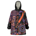 Psoriasis Awareness Personalised Wearable Blanket Hoodie Aboriginal Ribbon Dot Painting