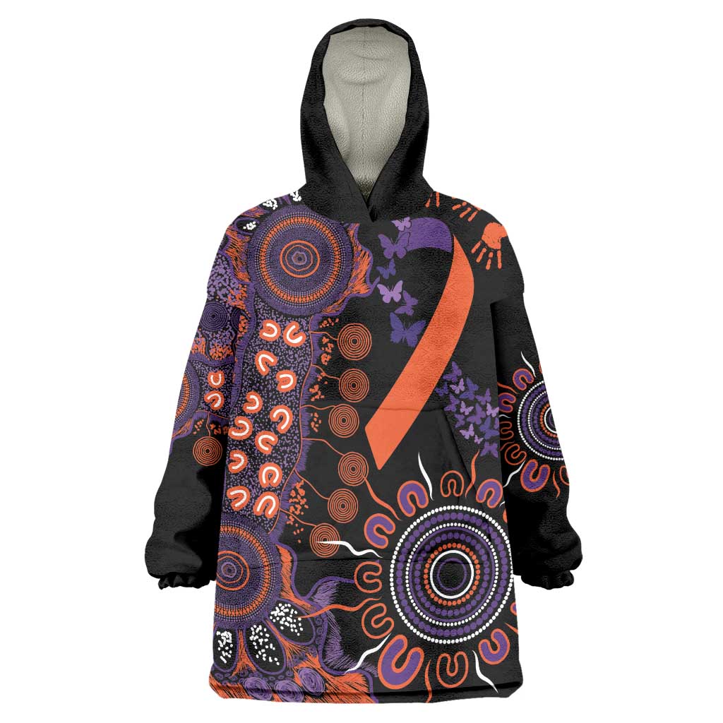 Psoriasis Awareness Personalised Wearable Blanket Hoodie Aboriginal Ribbon Dot Painting