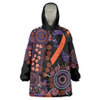 Psoriasis Awareness Personalised Wearable Blanket Hoodie Aboriginal Ribbon Dot Painting