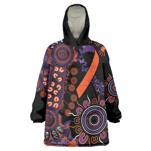 Psoriasis Awareness Personalised Wearable Blanket Hoodie Aboriginal Ribbon Dot Painting