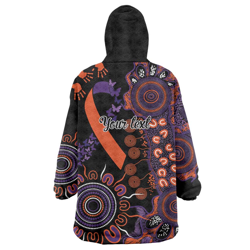 Psoriasis Awareness Personalised Wearable Blanket Hoodie Aboriginal Ribbon Dot Painting