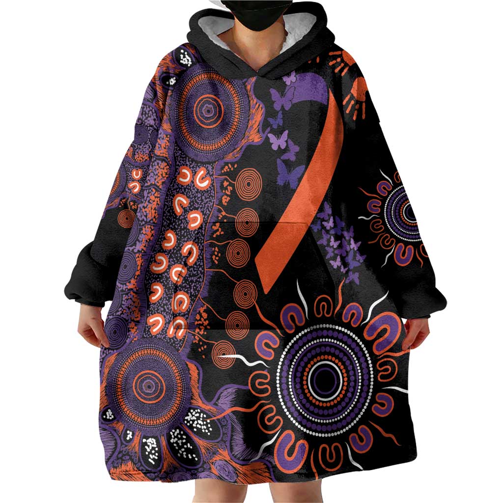 Psoriasis Awareness Personalised Wearable Blanket Hoodie Aboriginal Ribbon Dot Painting