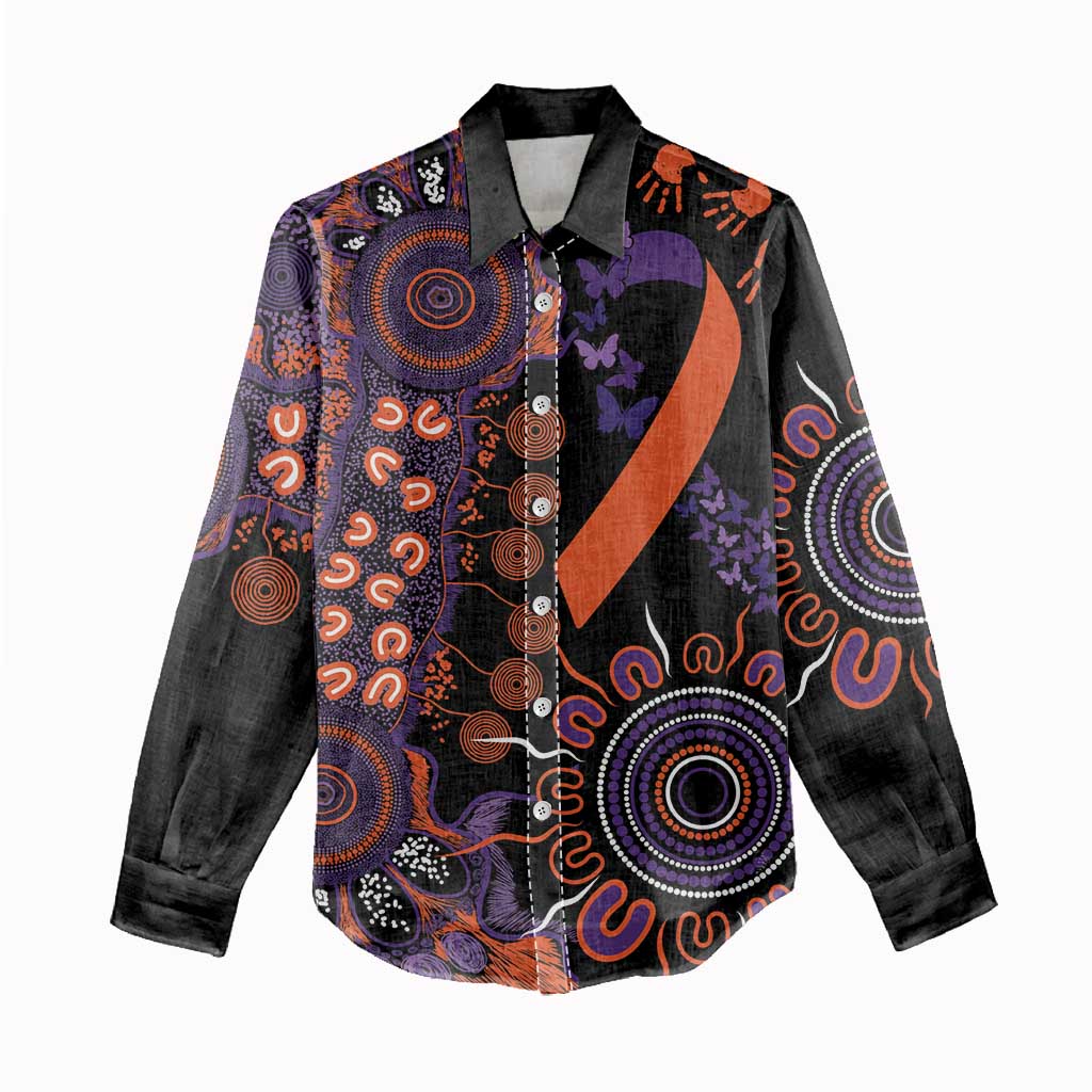 Psoriasis Awareness Personalised Women Casual Shirt Aboriginal Ribbon Dot Painting