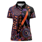 Psoriasis Awareness Personalised Women Polo Shirt Aboriginal Ribbon Dot Painting