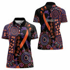 Psoriasis Awareness Personalised Women Polo Shirt Aboriginal Ribbon Dot Painting