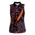 Psoriasis Awareness Personalised Women Sleeveless Polo Shirt Aboriginal Ribbon Dot Painting