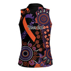 Psoriasis Awareness Personalised Women Sleeveless Polo Shirt Aboriginal Ribbon Dot Painting