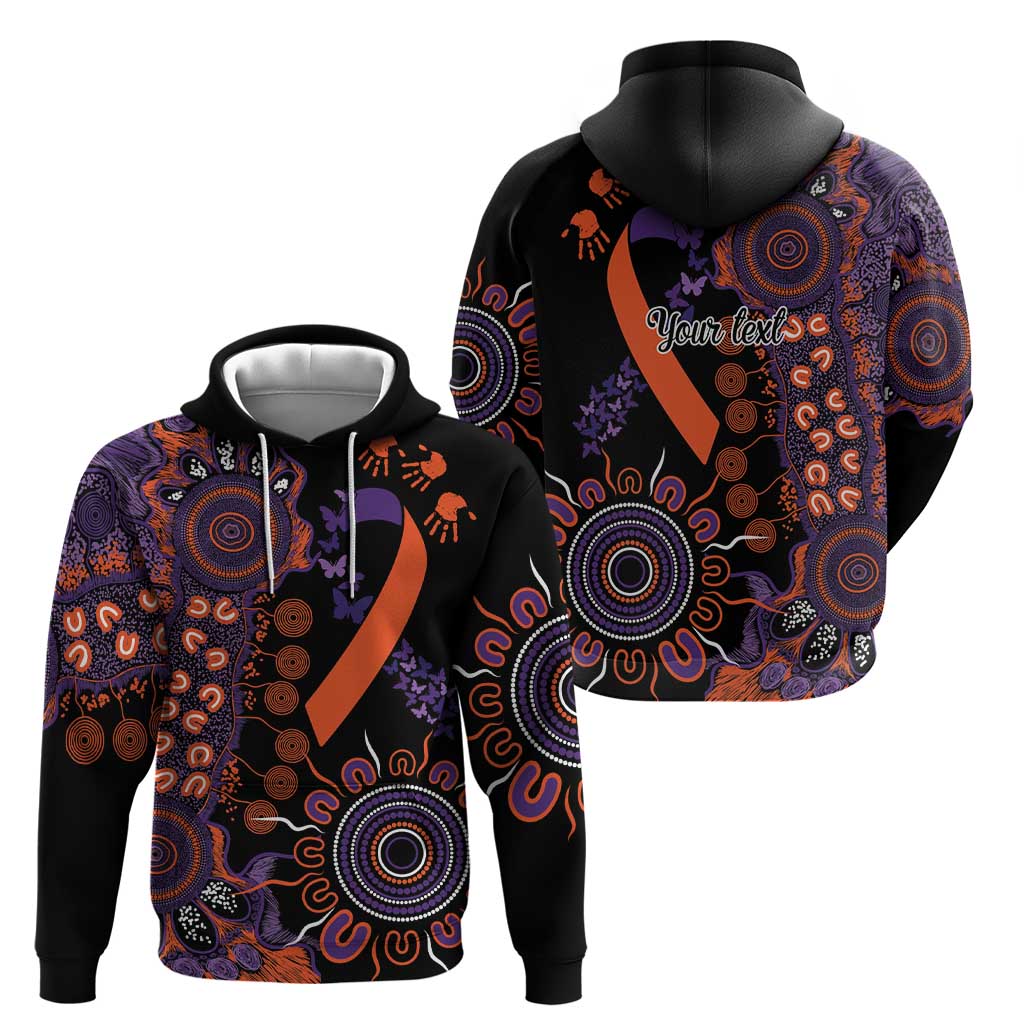 Psoriasis Awareness Personalised Zip Hoodie Aboriginal Ribbon Dot Painting