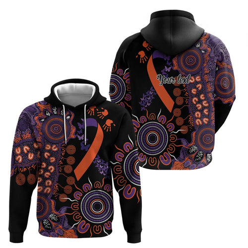 Psoriasis Awareness Personalised Zip Hoodie Aboriginal Ribbon Dot Painting