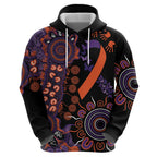 Psoriasis Awareness Personalised Zip Hoodie Aboriginal Ribbon Dot Painting