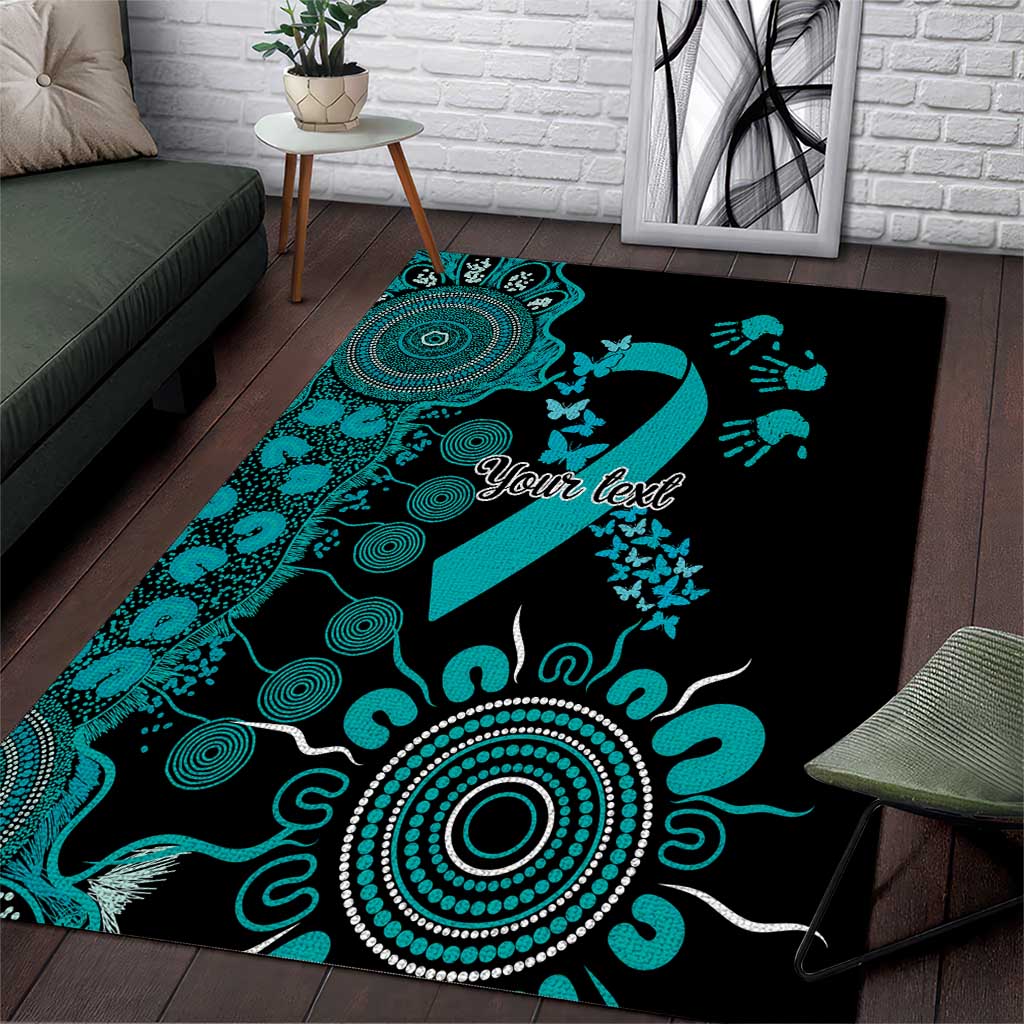 PTSD Awareness Personalised Area Rug Aboriginal Ribbon Dot Painting