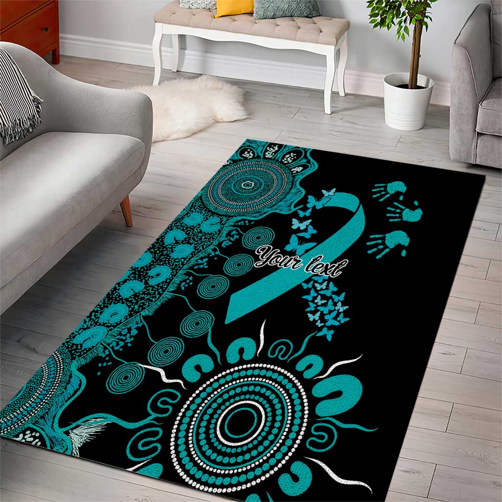 PTSD Awareness Personalised Area Rug Aboriginal Ribbon Dot Painting