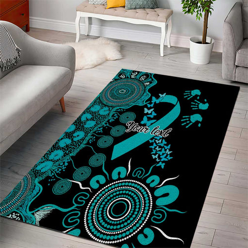 PTSD Awareness Personalised Area Rug Aboriginal Ribbon Dot Painting