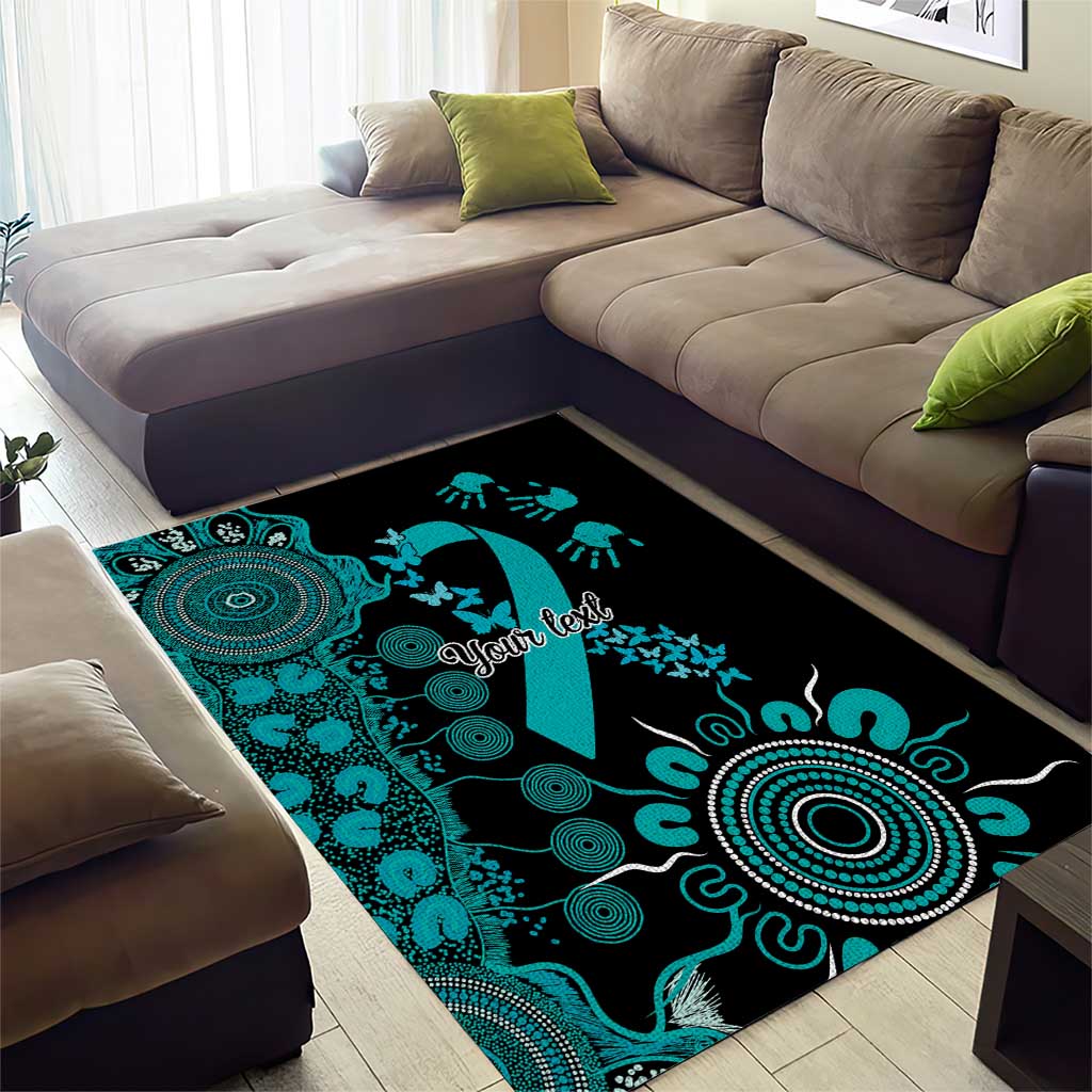 PTSD Awareness Personalised Area Rug Aboriginal Ribbon Dot Painting