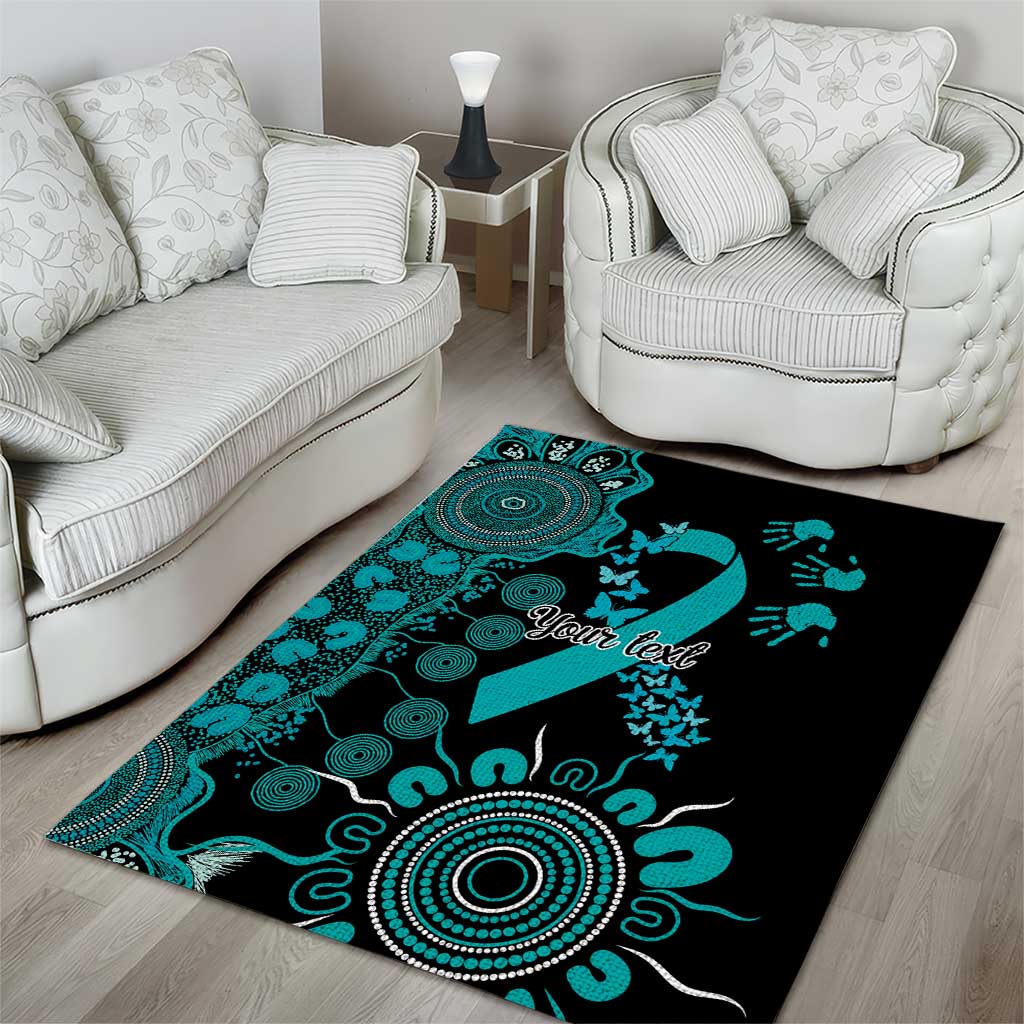 PTSD Awareness Personalised Area Rug Aboriginal Ribbon Dot Painting