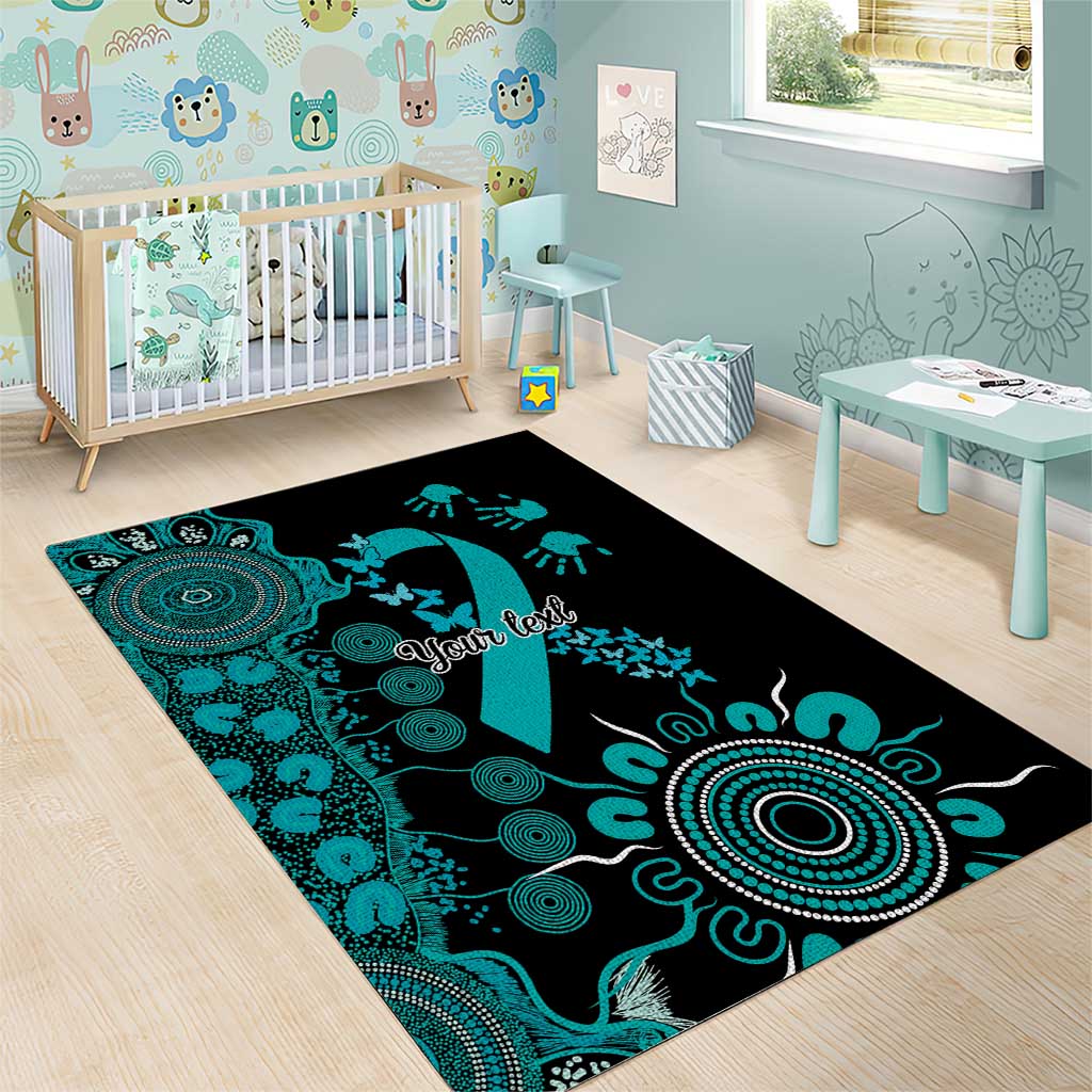 PTSD Awareness Personalised Area Rug Aboriginal Ribbon Dot Painting