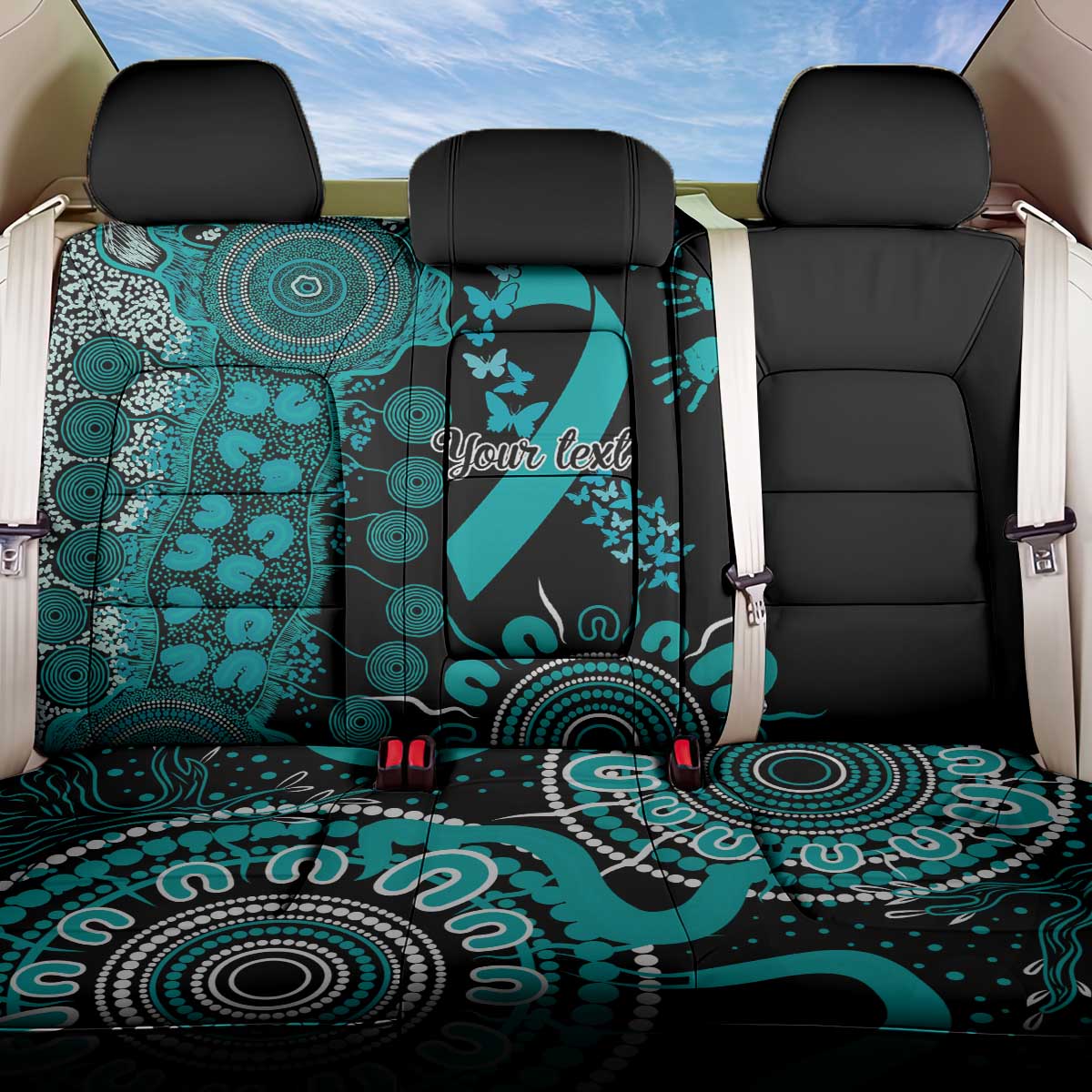 PTSD Awareness Personalised Back Car Seat Cover Aboriginal Ribbon Dot Painting